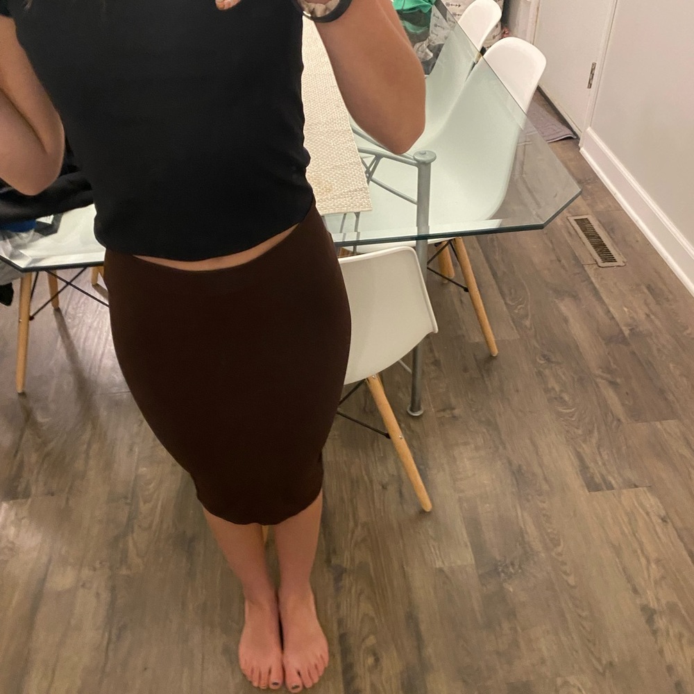 Brown body con skirt